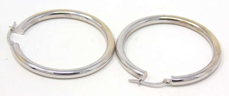 Elegant White Gold Round Hoop Earrings