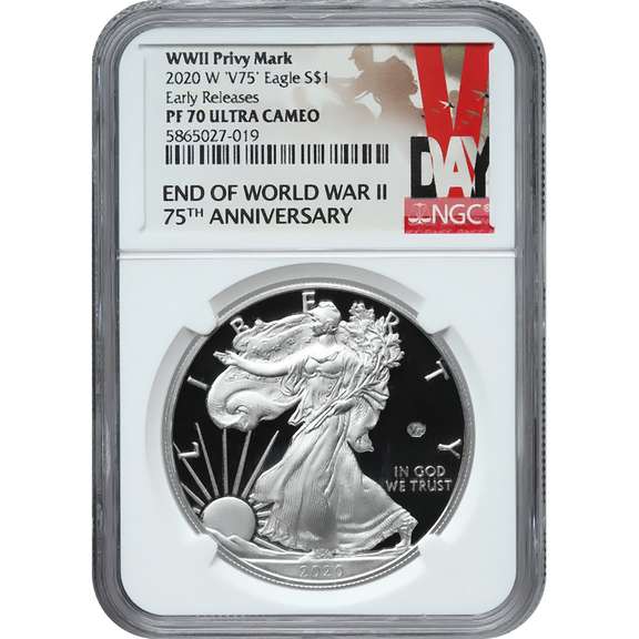 2020-W Silver Eagle WWII V75 PF70 NGC ER