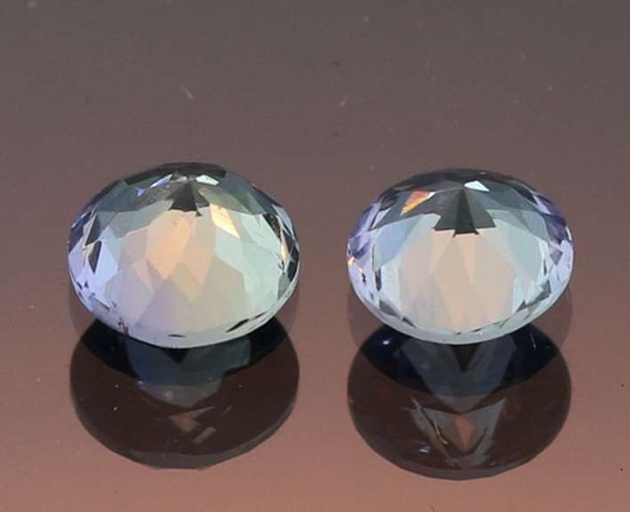Glittering 1.42ct pair of silvery blue Tanzanite