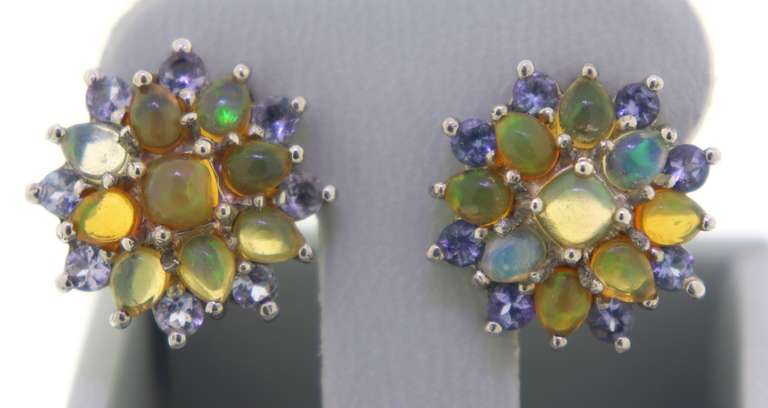 Sterling Silver Opal Stud Earrings