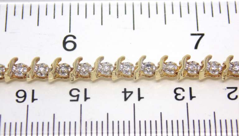 Popular Diamond Accent S Link Yellow Gold Bracelet
