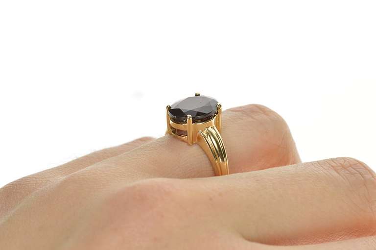 14K Yellow Gold 4.20 Ct Purple Tourmaline Solitaire Statement Ring