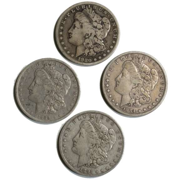 1880 S 1884 O 1889 O & 1891 O Morgan Dollars