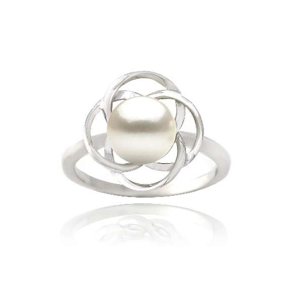 Sterling Silver Freshwater Cultured Pearl Flower Ring
