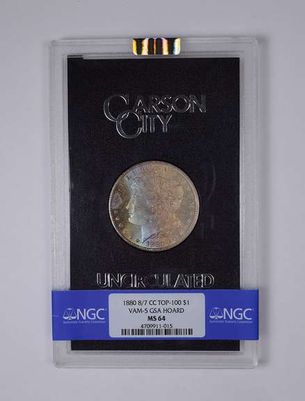 MS64 1880 8/7-CC Morgan Silver Dollar - Amazing Color - Graded NGC