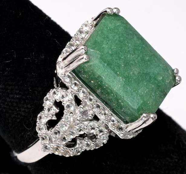 Elegant Filigree Natural Emerald & White Sapphire in Sterling