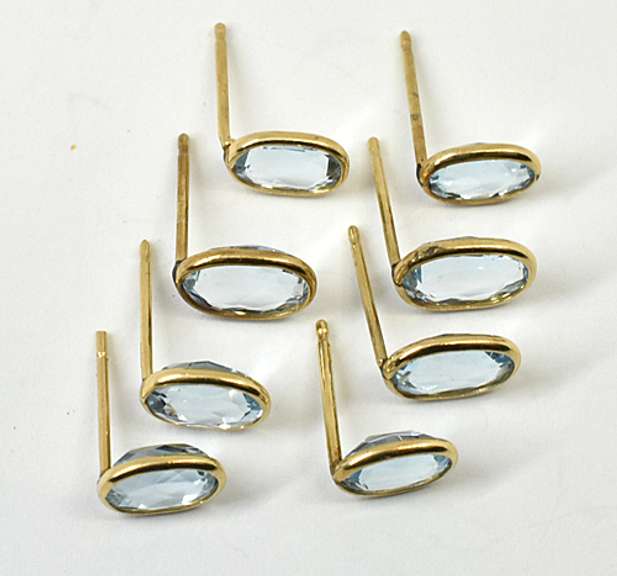 4 Pairs of Blue Topaz Studs