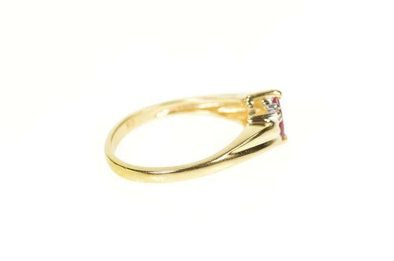 14K Yellow Gold Marquise Ruby Diamond Accent Freeform Ring