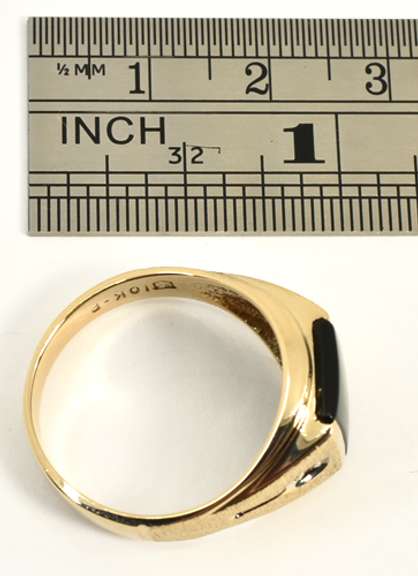 Man's Black Onyx and Gold Ring