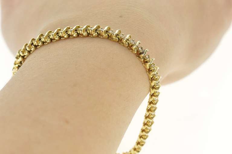 14K Yellow Gold 1.47 Ctw Diamond Classic Diamond Tennis Bracelet