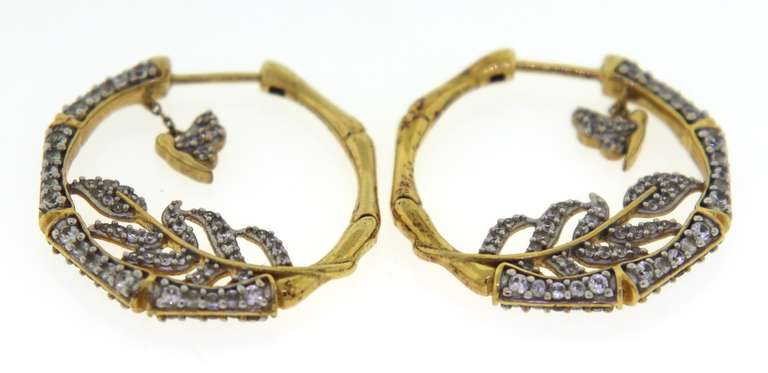Sterling Silver Leaf Hoop Earrings
