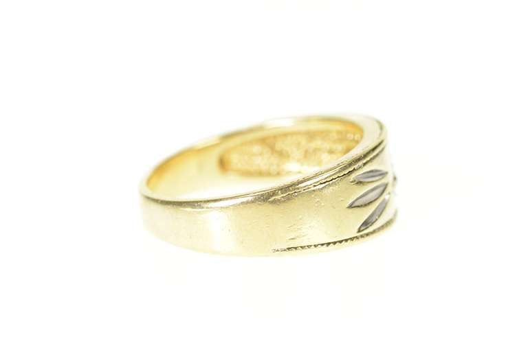 10K Yellow Gold Men's Diamond Cross Christian Faith Grooved Ring