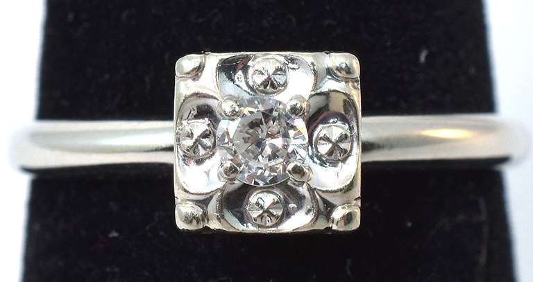 Sweet 0.12CT Solitaire Diamond Ring with Enhancer in 14KT White Gold