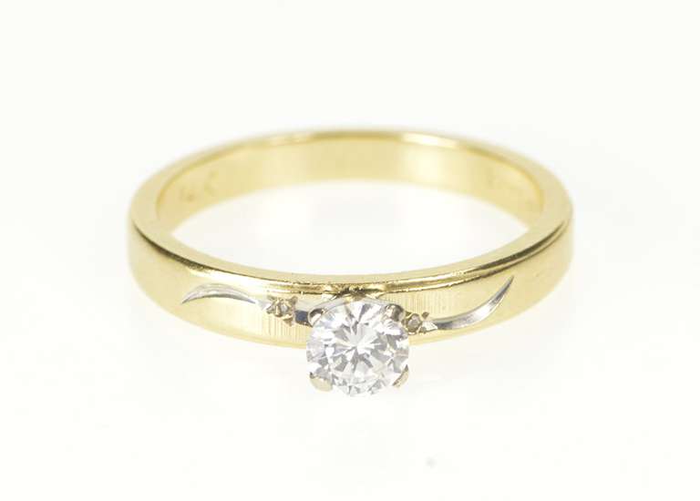 14K Yellow Gold 0.36 Ct Retro Diamond Solitaire Engagement Ring