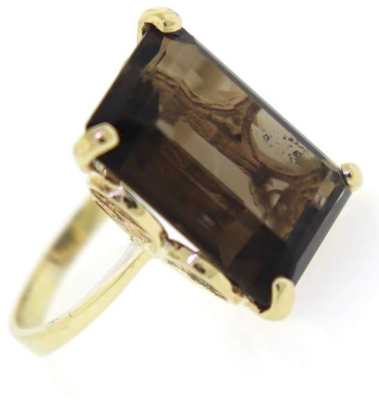 Beautiful 14kt YG Emerald Cut Smokey Quartz Ring