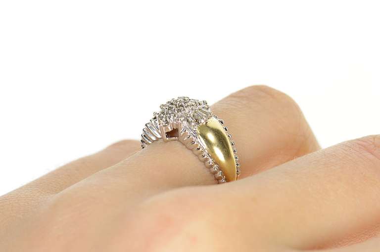 14K Yellow Gold Ornate Classic Diamond Cluster Rope Trim Ring