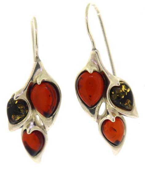 Amber Sterling Silver Leaf Earrings