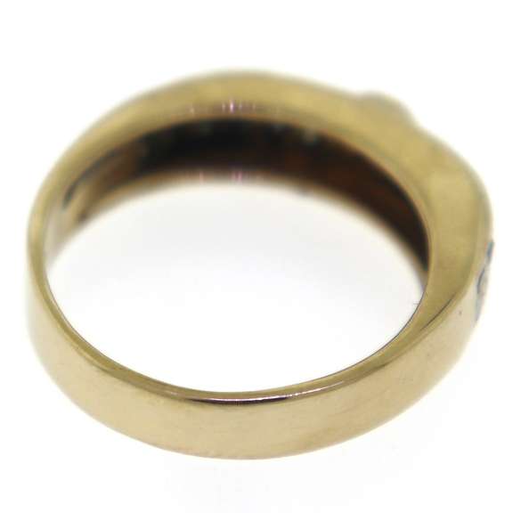 Handsome Bezel Set Center & Single Cut Pave Diamond Ring