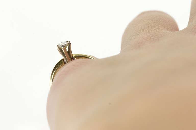 14K Yellow Gold 0.31 Ct Marquise Diamond Solitaire Engagement Ring