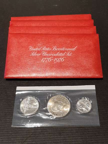 4 Nice Red Pack 1976 3 Piece Silver Sets