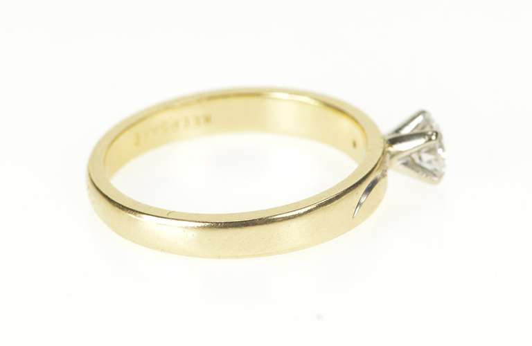 14K Yellow Gold 0.36 Ct Retro Diamond Solitaire Engagement Ring