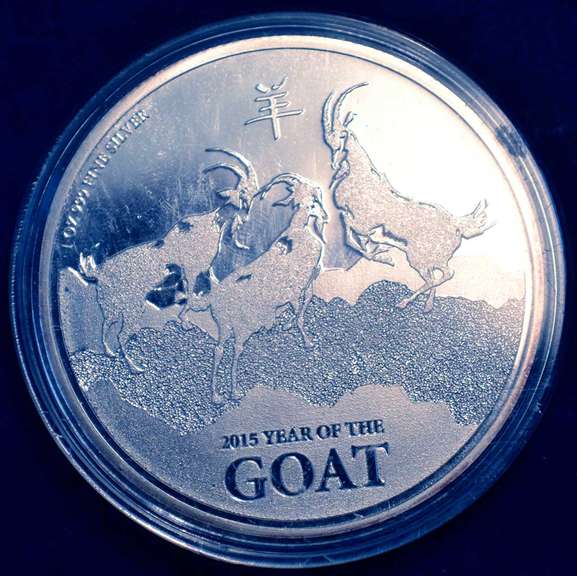 2015 Niue Two Dollar Year  Of The 1 OZ Silver Coin  Goat