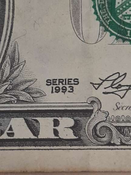 1993 $1 FRN Signed by Mary Ellen Witherow
