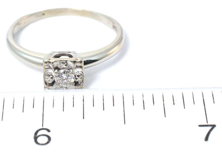 Sweet 0.12CT Solitaire Diamond Ring with Enhancer in 14KT White Gold