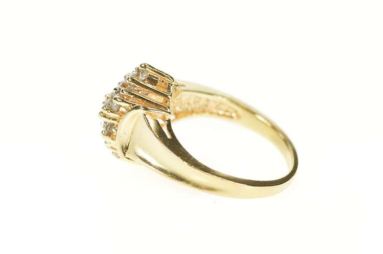 14K Yellow Gold 0.42 Ctw Classic Diamond Cluster Statement Ring