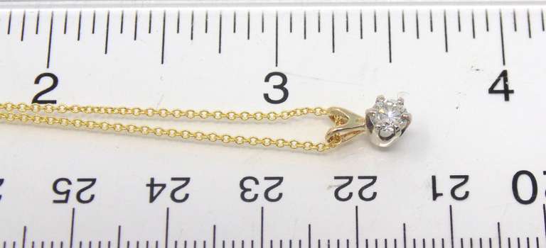 Twinkling 14kt YG Round Brilliant Cut Diamond Solitaire Necklace