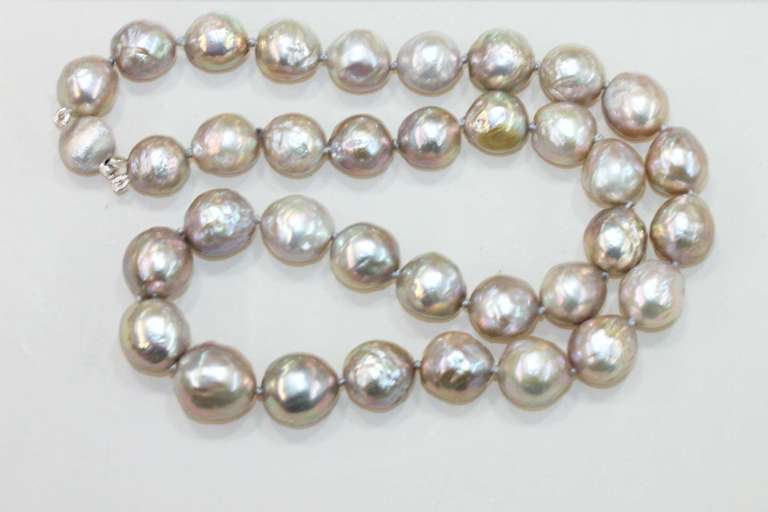 Iridescent Grey Pearl Necklace