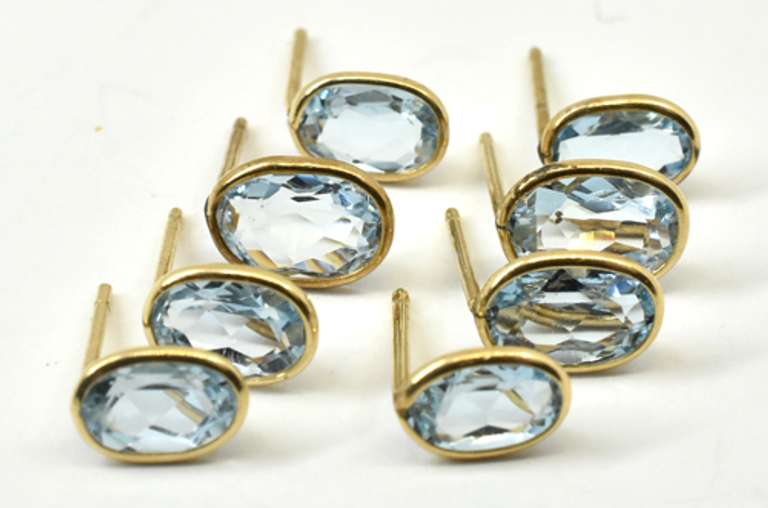 4 Pairs of Blue Topaz Studs