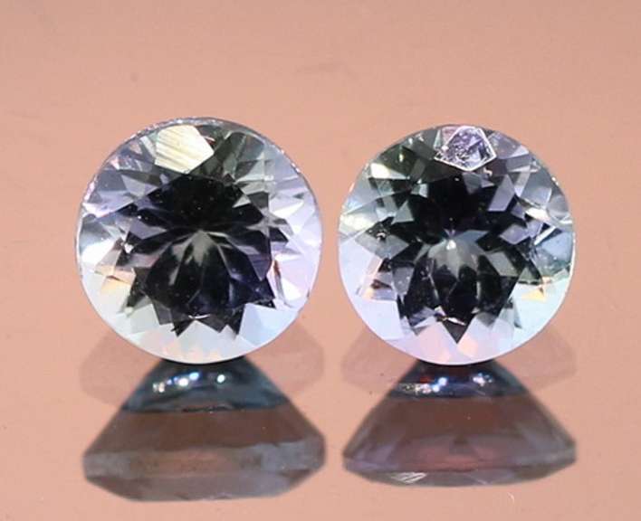 Glittering 1.46ct pair of silvery blue Tanzanite