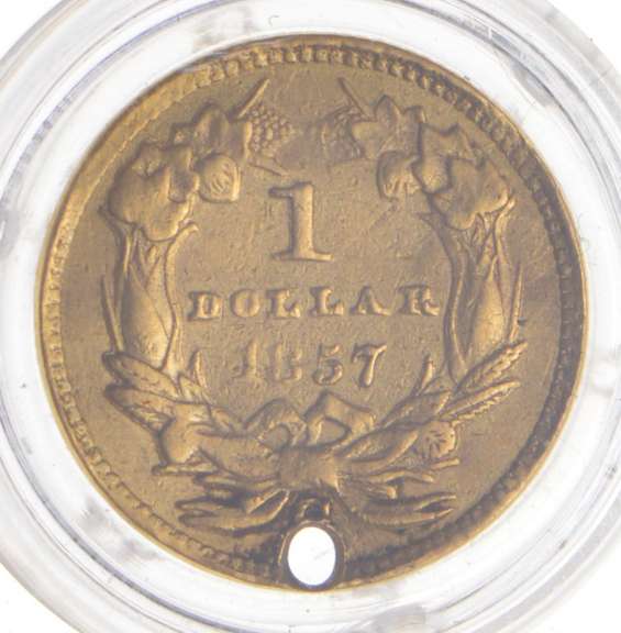 1857-C Indian Princess Head Gold Dollar - Holed
