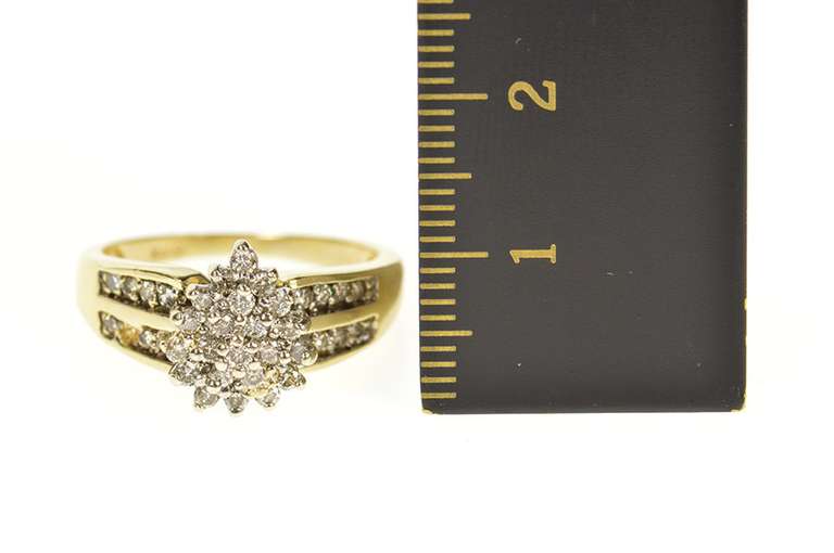 10K Yellow Gold Pear Diamond Cluster Classic Statement Ring