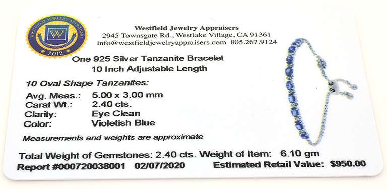 Lustrous Tanzanite Bracelet in Sterling Silver