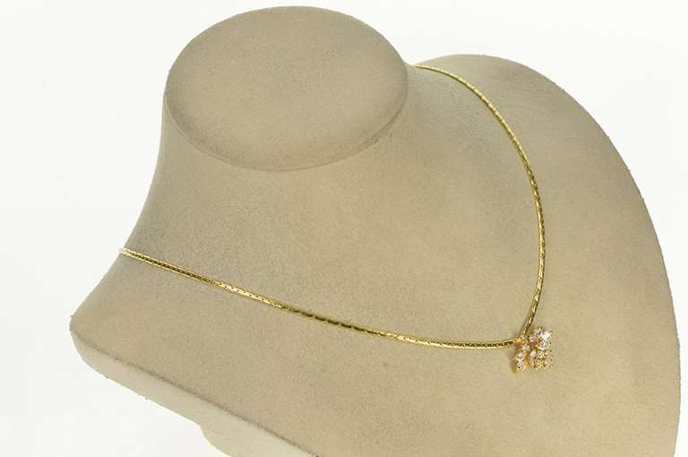 18K Yellow Gold 0.62 Ctw Marquise Diamond Cluster Chain Necklace