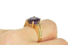 14K Yellow Gold Oval Amethyst Diamond Accent Statement Ring