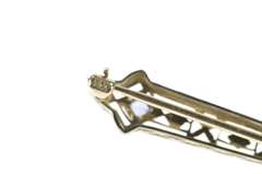 14K White Gold Art Deco Floral Filigree Diamond Sapphire Pin/Brooch