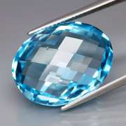 Double checker cut! Huge! 28.32ct Swiss blue Topaz