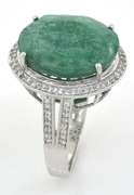 Captivating Emerald & White Sapphire Ring in Sterling Silver