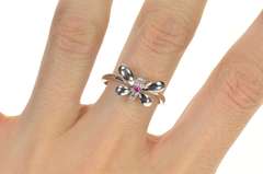 14K White Gold Diamond Ruby Inset Butterfly Statement Ring