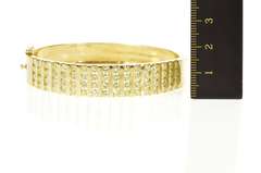 14K Yellow Gold 5.44 Ctw Diamond Bar Channel Wide Bangle Bracelet