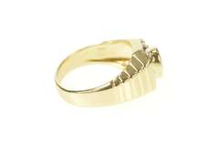 14K Yellow Gold 0.78 Ctw Oval Ruby Diamond Halo Squared Ring