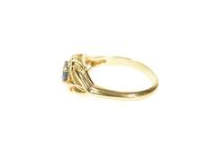 10K Yellow Gold Oval Blue Topaz Solitaire Ornate Celtic Knot Ring
