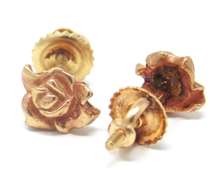 Cute Yellow Gold Rose Stud Earrings