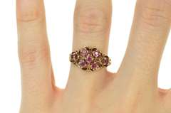 14K Yellow Gold Victorian Ruby Inset Floral Ornate Statement Ring