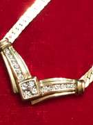 14K YELLOW GOLD LADIES HERRINGBONE AND DIAMOND CHAIN