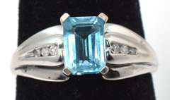 Vibrant Blue Topaz Ring in White Gold