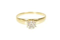 10K Yellow Gold Round Floral Diamond Statement Raised Cluster Ring
